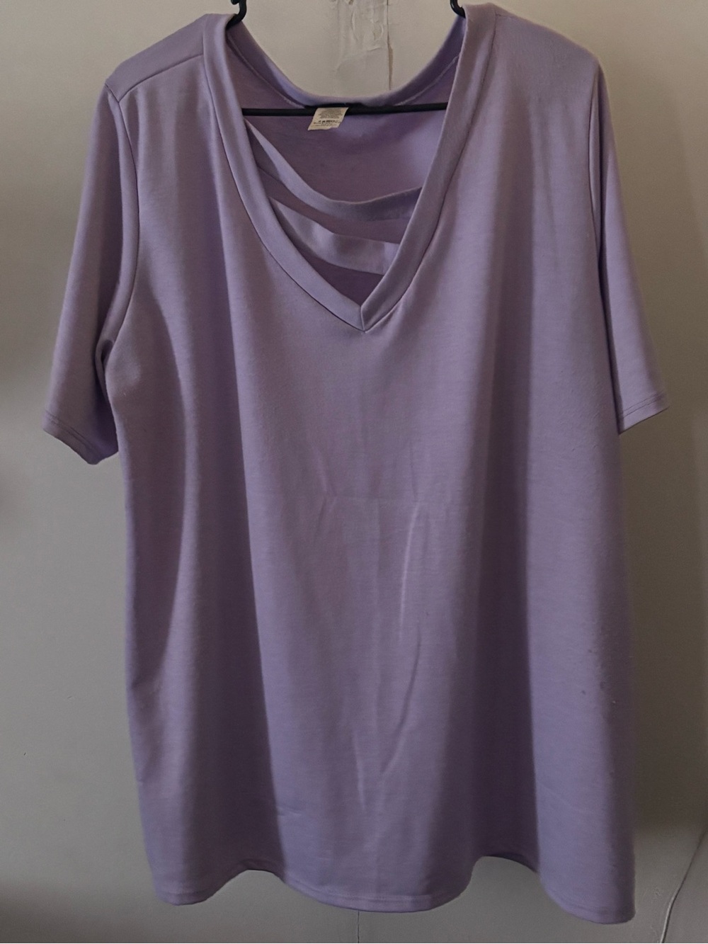 HEIMISH USA Lilac V-Neck Short Sleeve Top with Strappy Detail